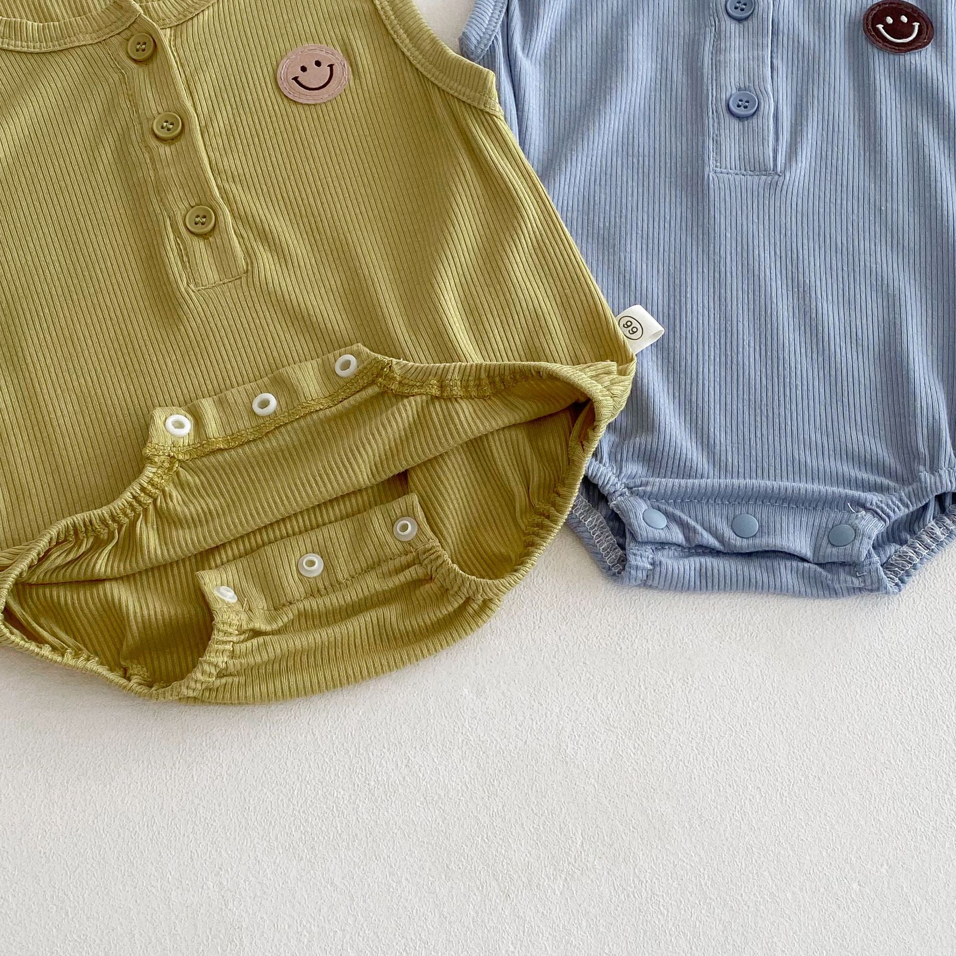 Baby Smiling and farting Dress 2025 New Summer baby solid color ribbed sleeveless hatching dress with newborn label Application Scenario