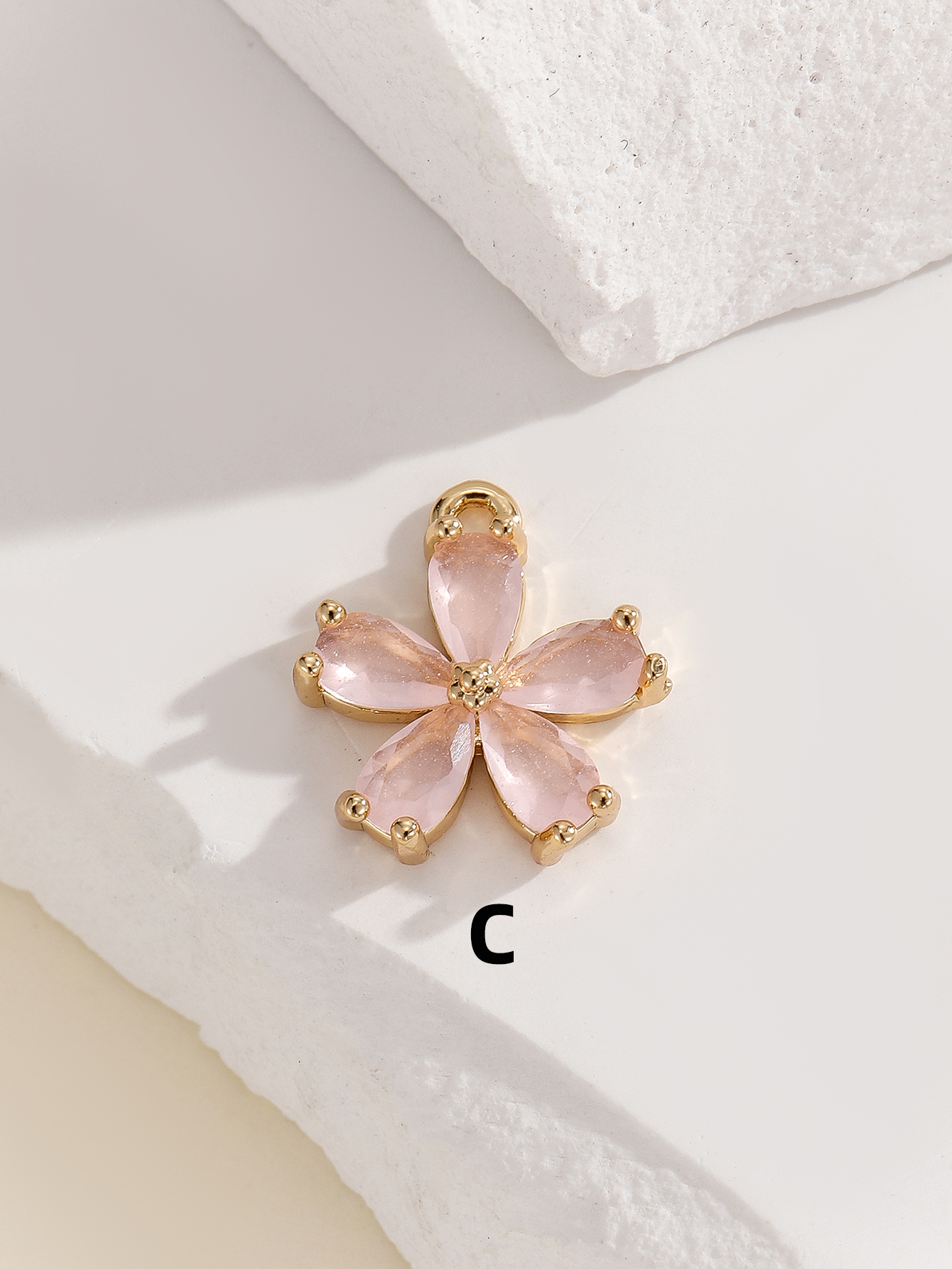 diy jewelry accessories, micro-inlaid six-petal flower multi-color new earrings, pendants, necklaces, bracelets, handcrafted semi-finished materials Item Picture