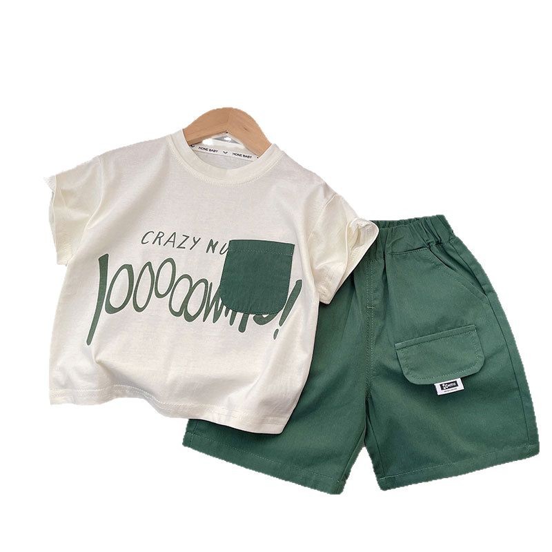 Loose top for boys, summer Korean style summer wear, casual letter children's wear, thin style for boys Item Picture