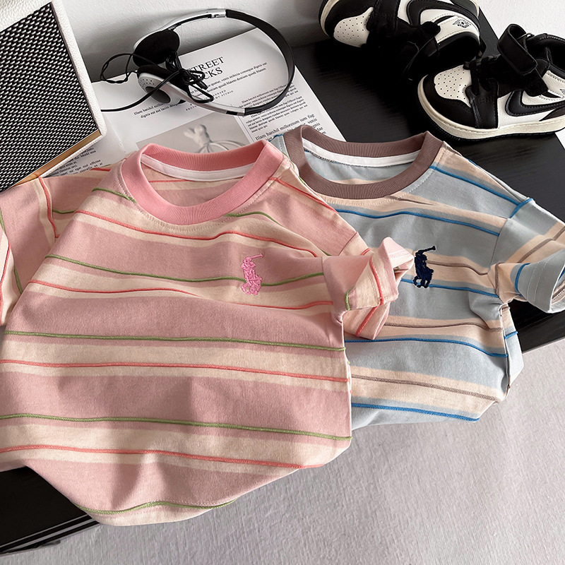 Boys' Summer Set 2025 New style Children's short-sleeved striped summer Korean loose and thin clothes, boys' cool and stylish Application Scenario