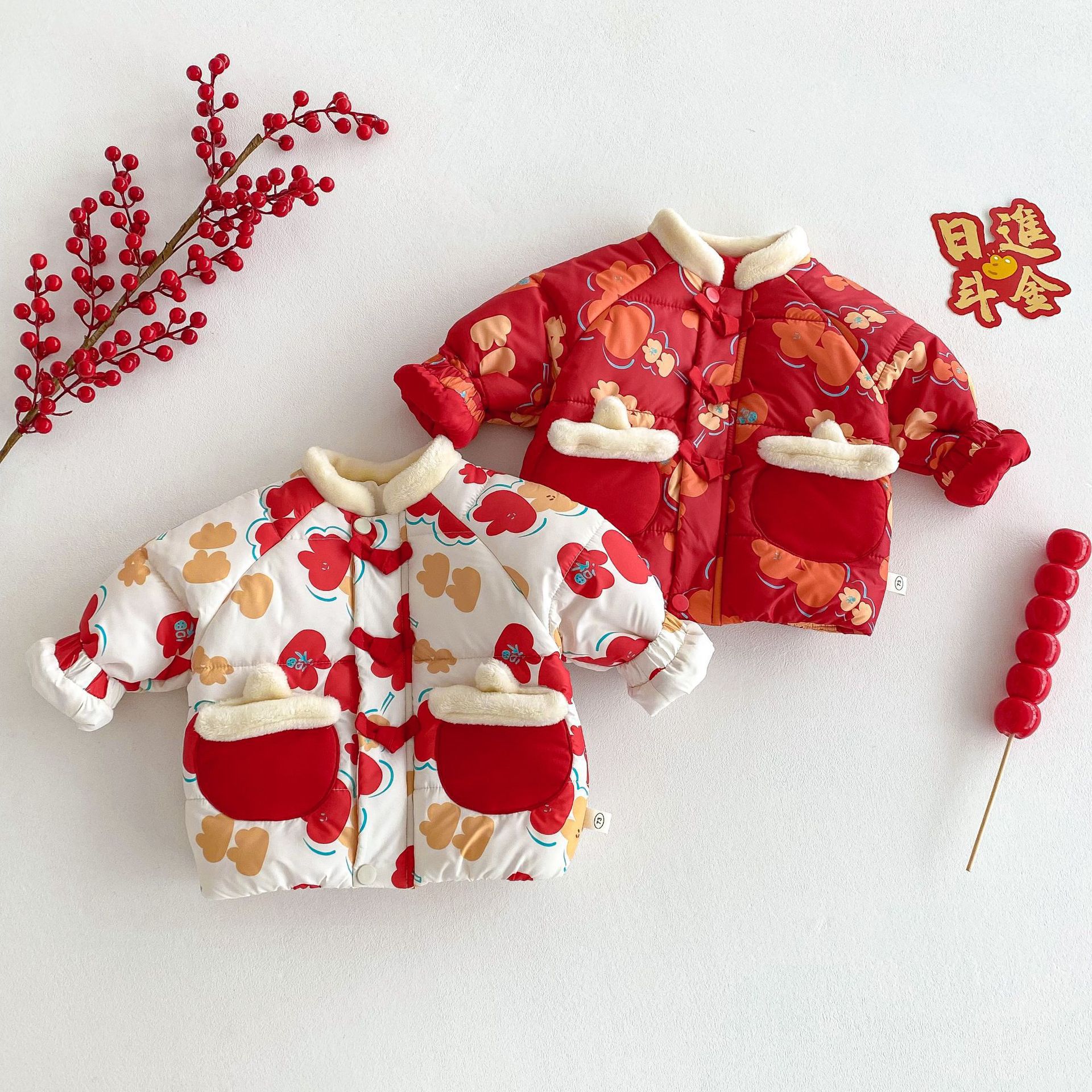 Children's cotton-padded New Year Greeting clothes for winter 2025 new style Zhili Children's Clothing, baby thickened cotton-padded clothes, girls' cotton-padded clothes AY716 full figure