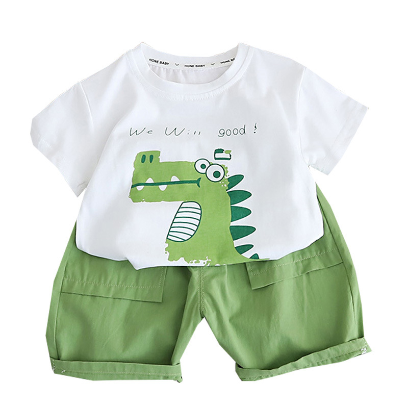 2023 Children's Short-sleeved Dinosaur Set Summer New Style for Boys, Toddlers, Baby T-shirt and Shorts Two-piece Korean version Application Scenario