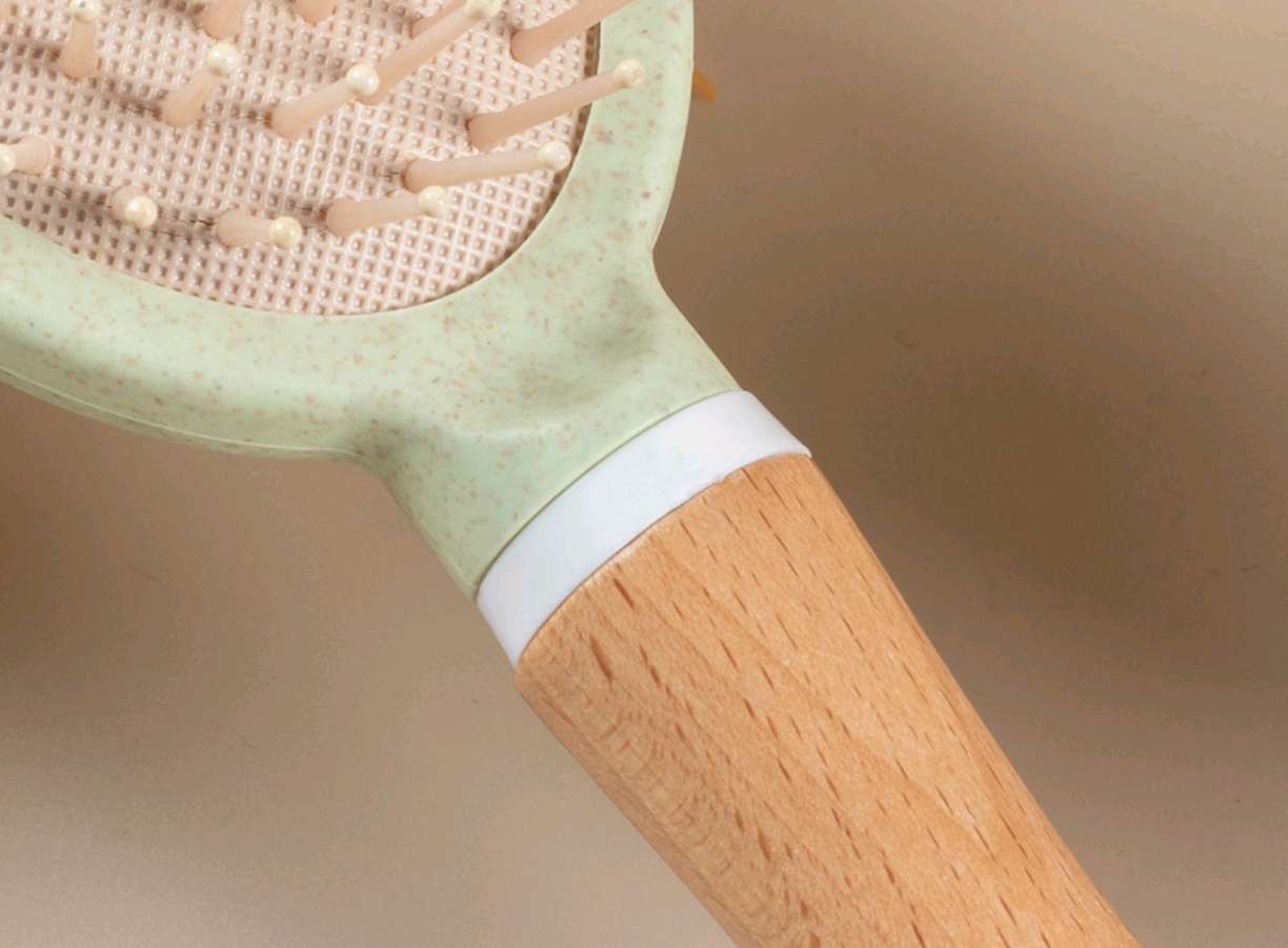 时尚榉木气垫按摩梳女士美发梳子麦秸秆气囊梳便携家用造型梳吊卡卷发梳详情图7