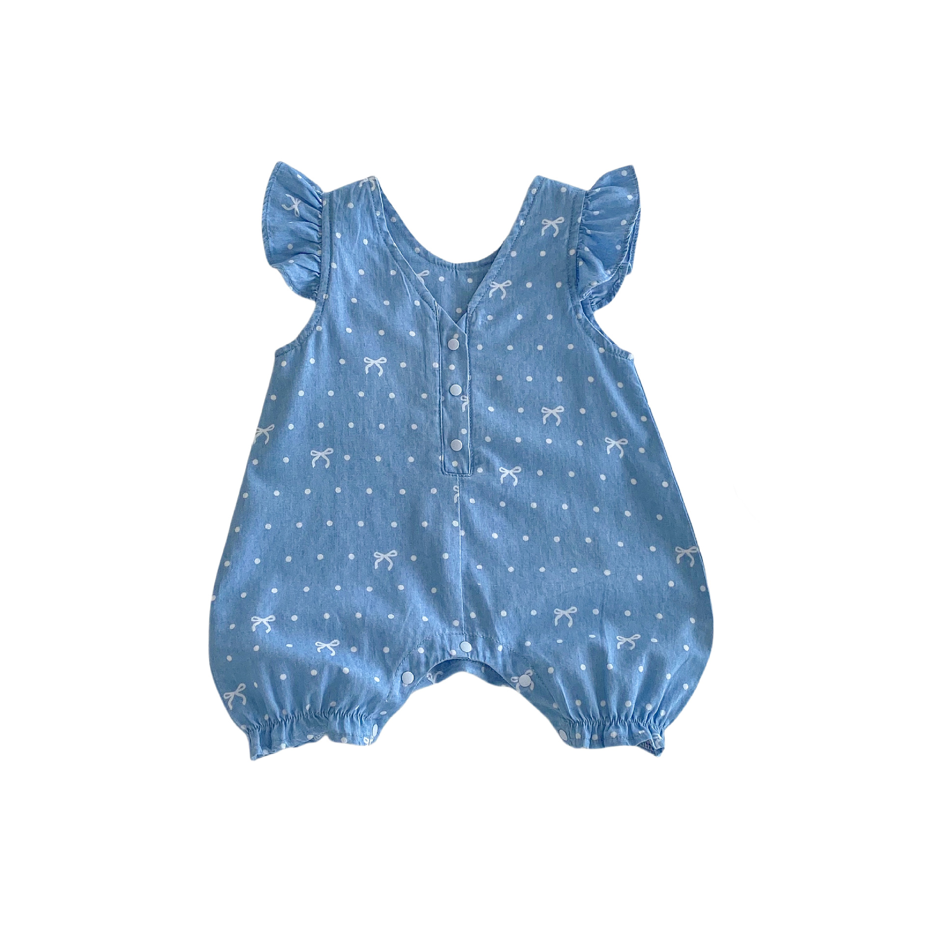 Baby bow crawling suit 2025 New summer baby Korean-style flying sleeve denim bottom wrap, trendy newborn clothing Item Picture