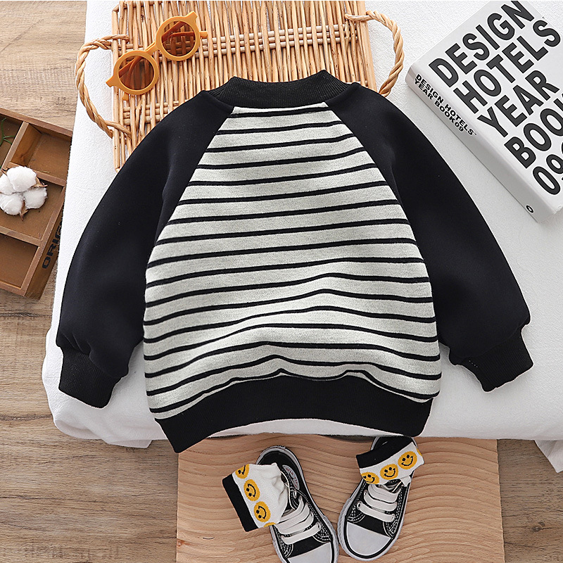 Boys' fleece hoodie Autumn/Winter 2023 new baby trendy brand clothing, children's Internet celebrity cool and stylish thickened set Specification drawing
