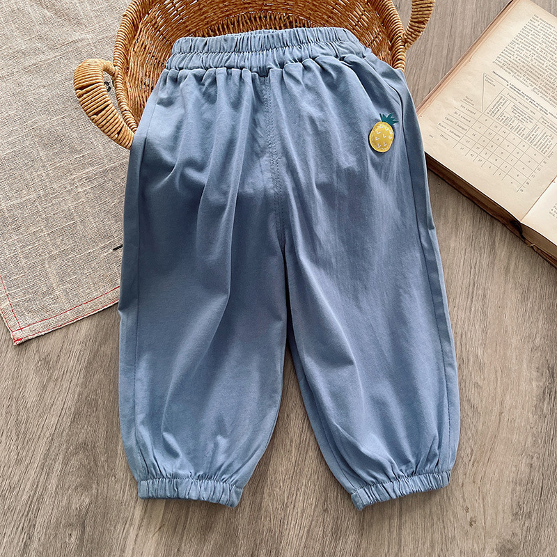 The new summer set for boys in 2025 features a trendy kids' striped short-sleeved casual thin mosquito-proof lantern pants Item Picture