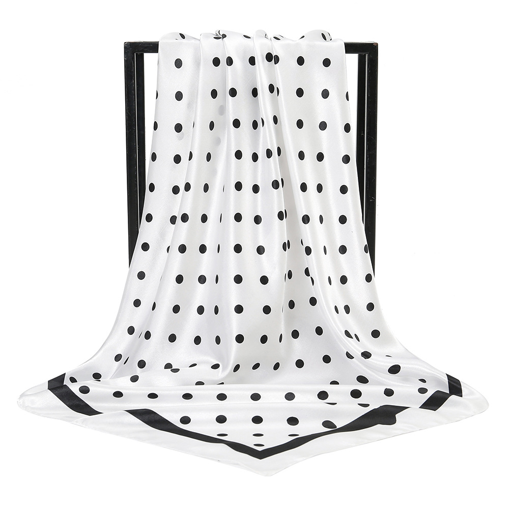 Autumn new style fashionable and fresh polka dot 90-color ding large square scarf for women in stock, fashionable square scarf wholesale FJ137 details Picture