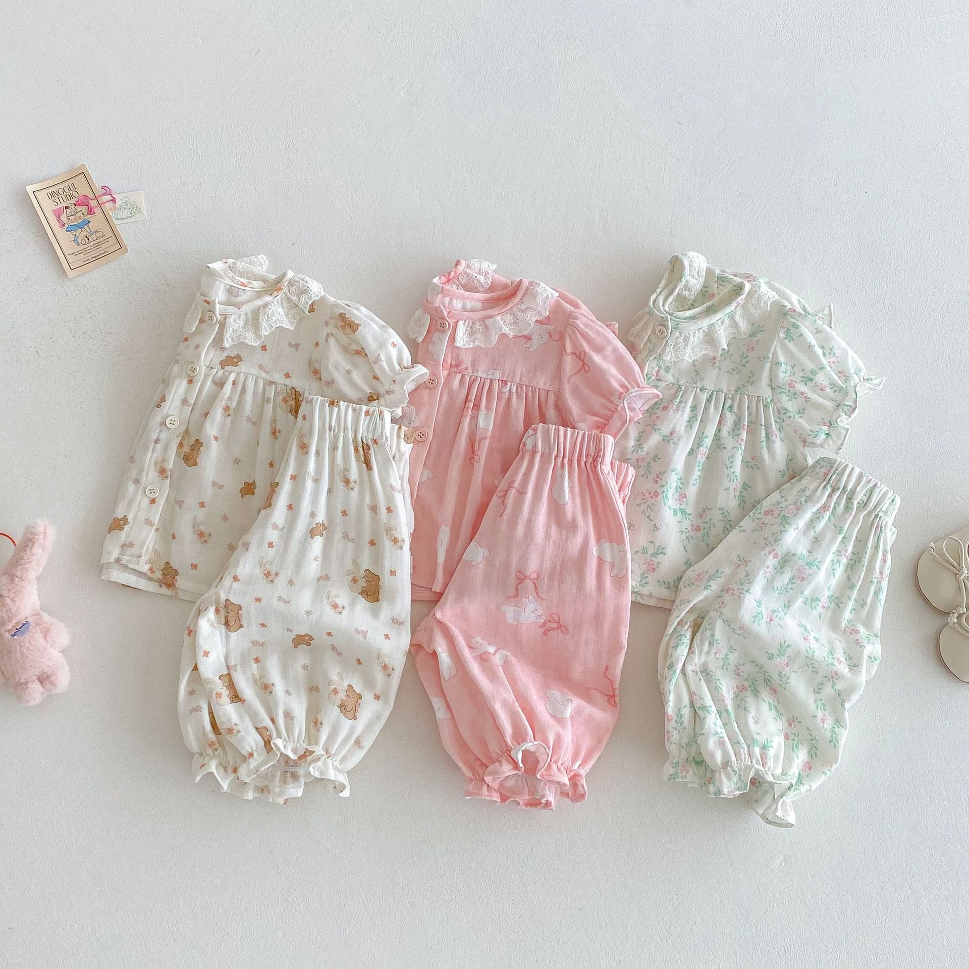 Girls' Cartoon Set 2025 New Summer Baby Thin Rabbit Pajama Trendy Full-print Pajama Pants Two-piece set details Picture