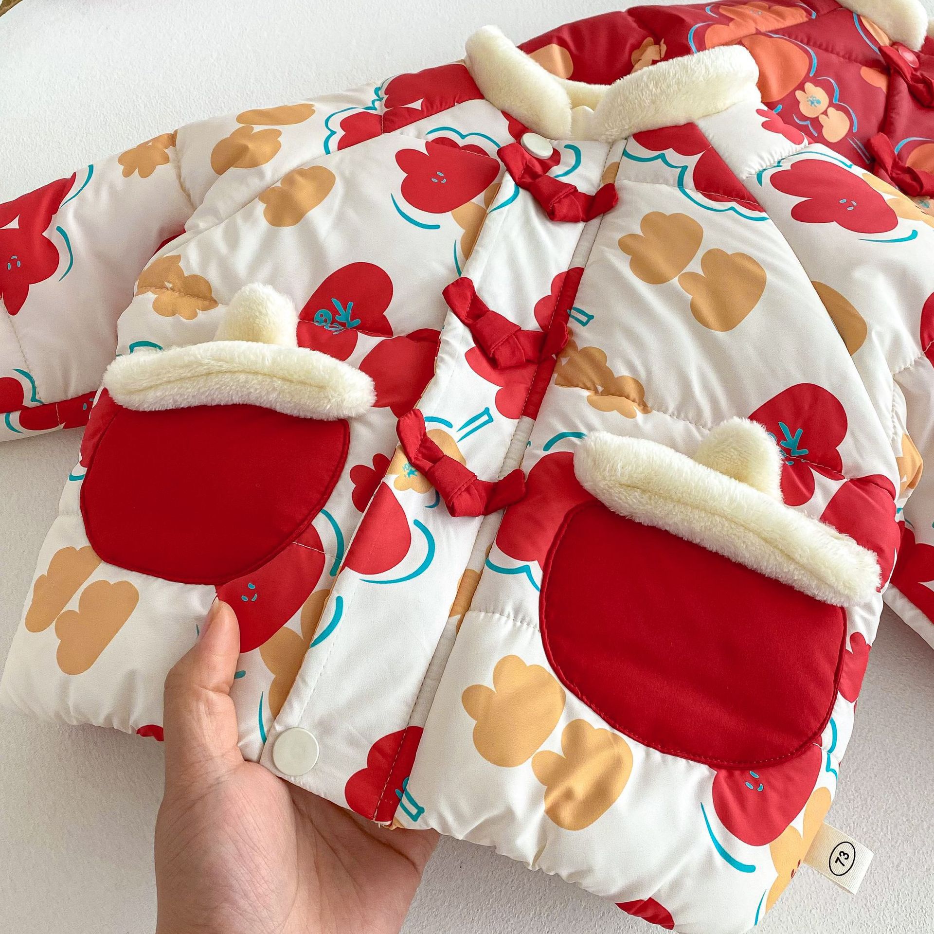 Children's cotton-padded New Year Greeting clothes for winter 2025 new style Zhili Children's Clothing, baby thickened cotton-padded clothes, girls' cotton-padded clothes AY716 Specification drawing