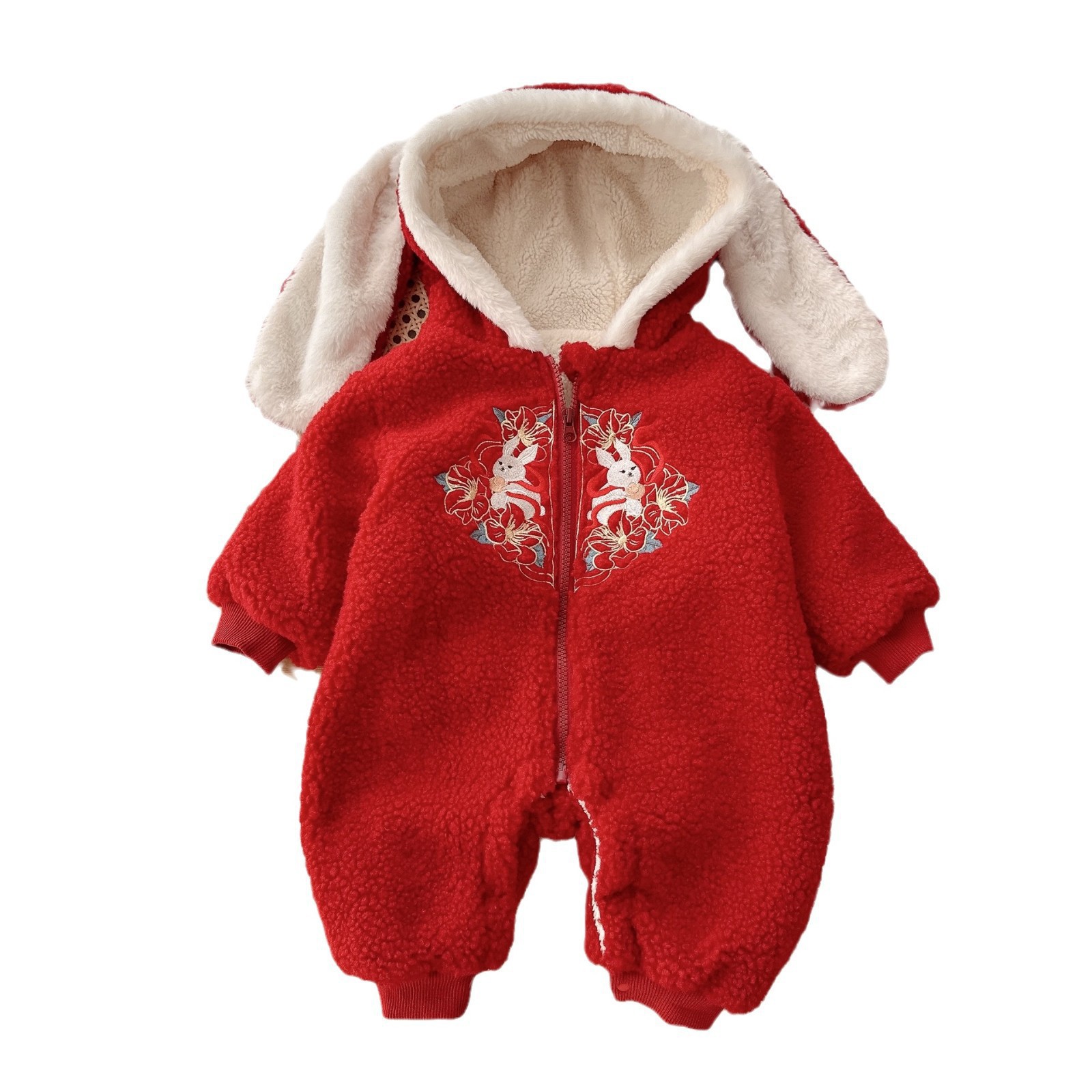 Baby super cute one-piece suit 0-2 years old winter first birthday dress Baby cotton crawling suit Baby New Year greeting dress Trend AL743 Item Picture