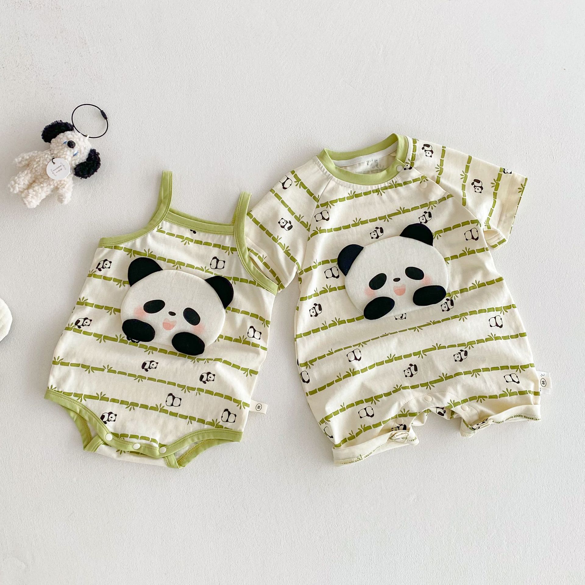 Baby halter cover shirt 2025 New summer full version bamboo one-year-old baby cartoon panda one-piece shirt details Picture