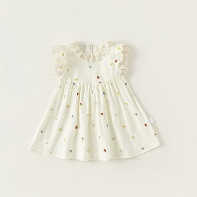Summer new children's dress, flower-embroidered girls' dress, flower bud sleeveless girls' stylish princess dress Application Scenario