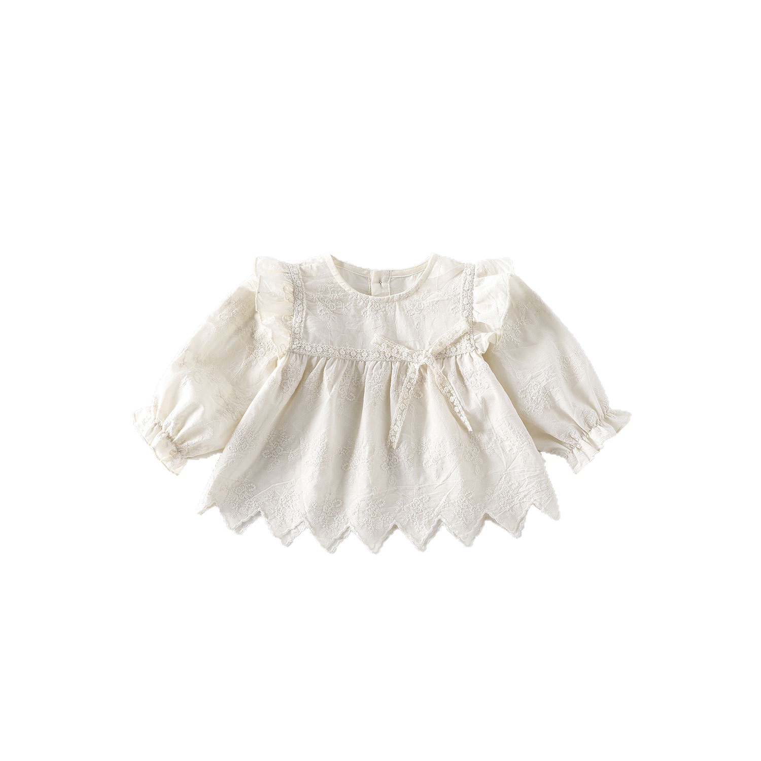 This is a new style of jacquard baby doll shirt for the autumn of 2025, featuring a stylish flying sleeve design. It's a Korean-style autumn outfit for children Item Picture