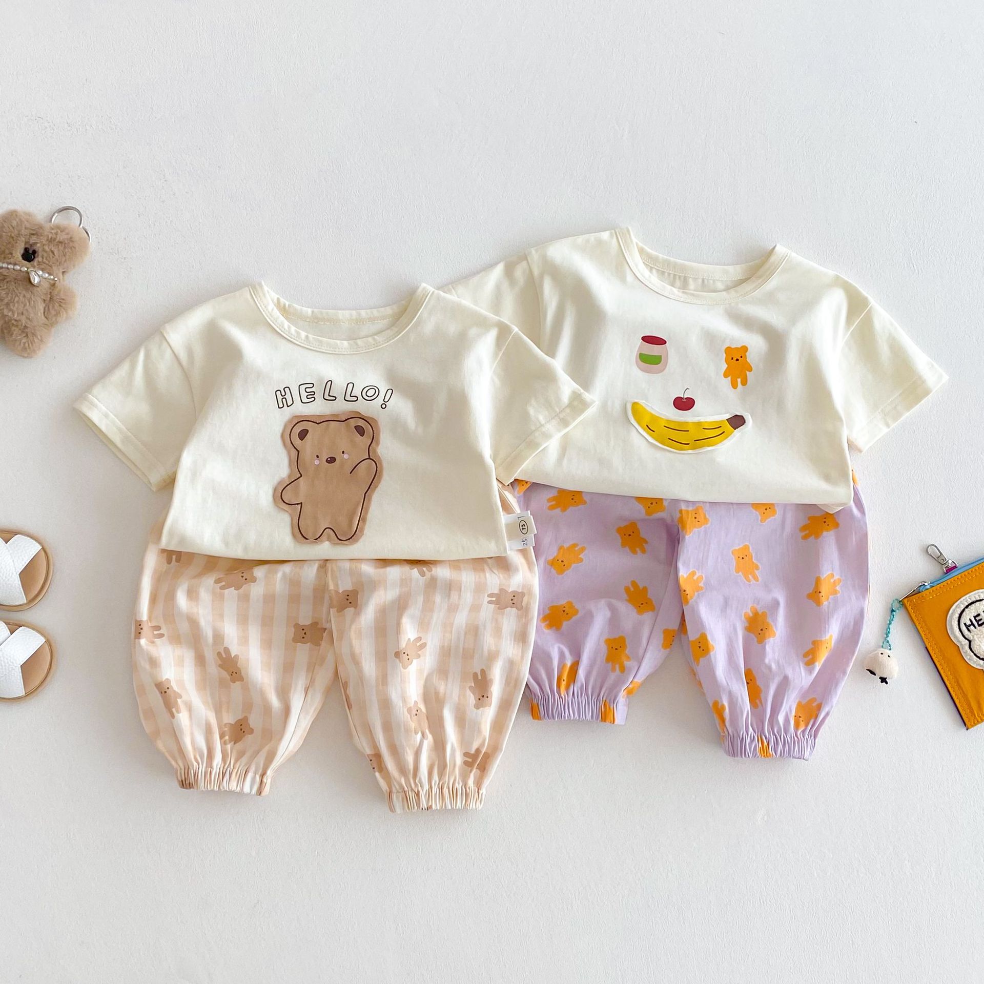 Children's Sports Set 2025 New Summer Boys' Fashion and Girls' Cartoon Shorts Two-piece Set Z25-278XT details Picture