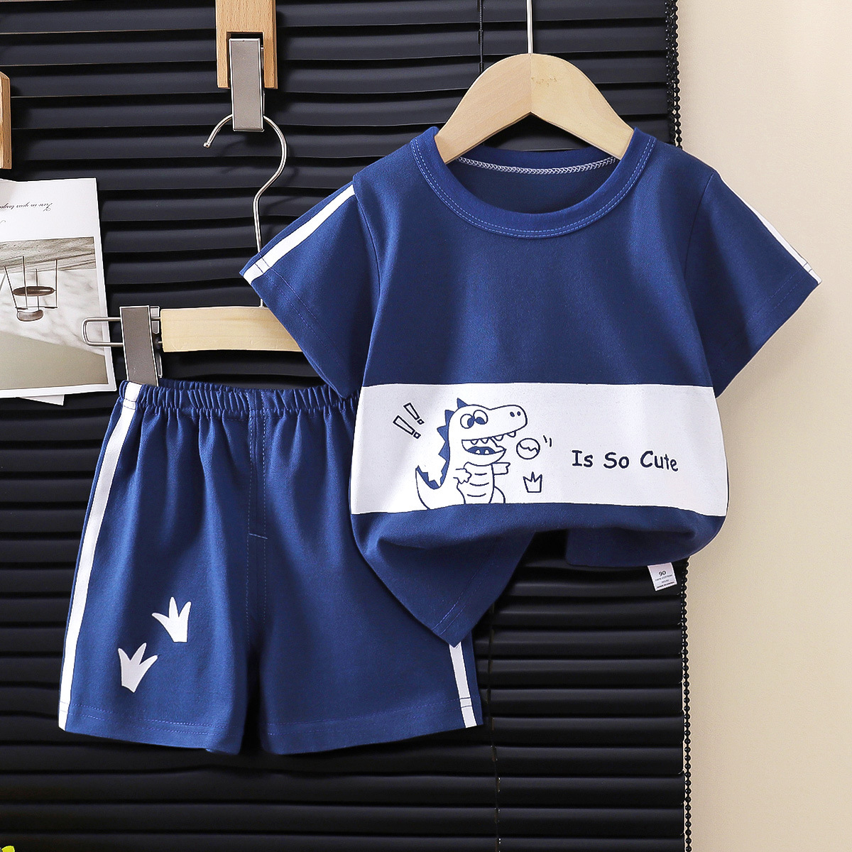 2025 New children's short-sleeved set, striped T-shirts for girls and boys, summer baby clothes, Korean-style children's clothing Specification drawing