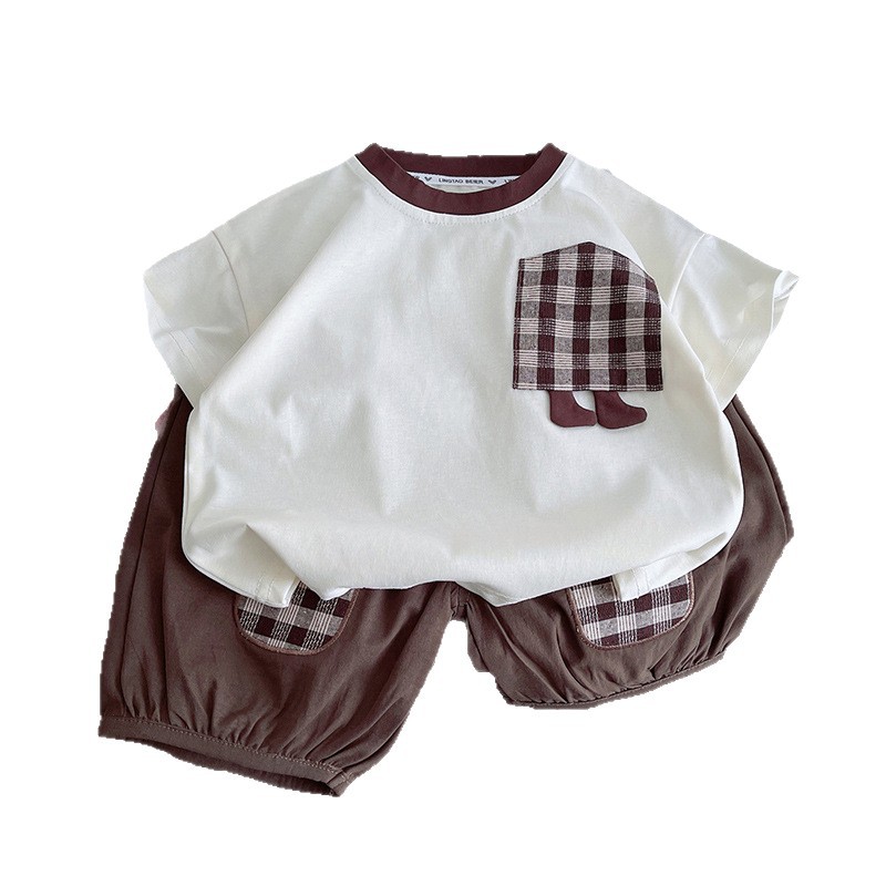 Boys' Summer short-sleeved set 2025 New style Children's Korean-style cool half-sleeved T-shirt, baby cool and casual summer T-shirt Item Picture