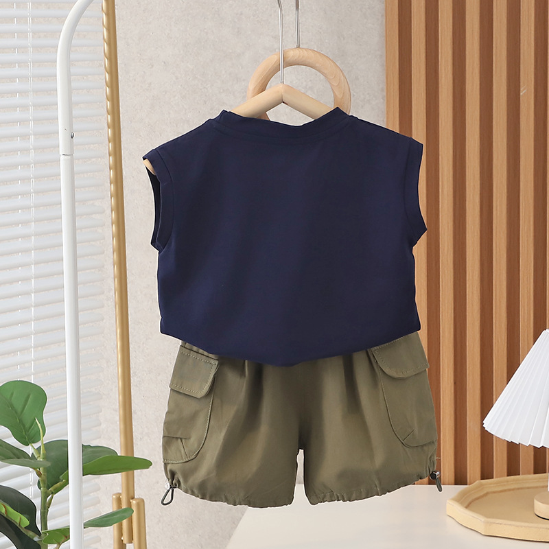 Children's vest, men's summer cartoon, 2023 new style boys' T-shirt, baby summer wear, sleeveless for children aged 0-5, thin style details Picture