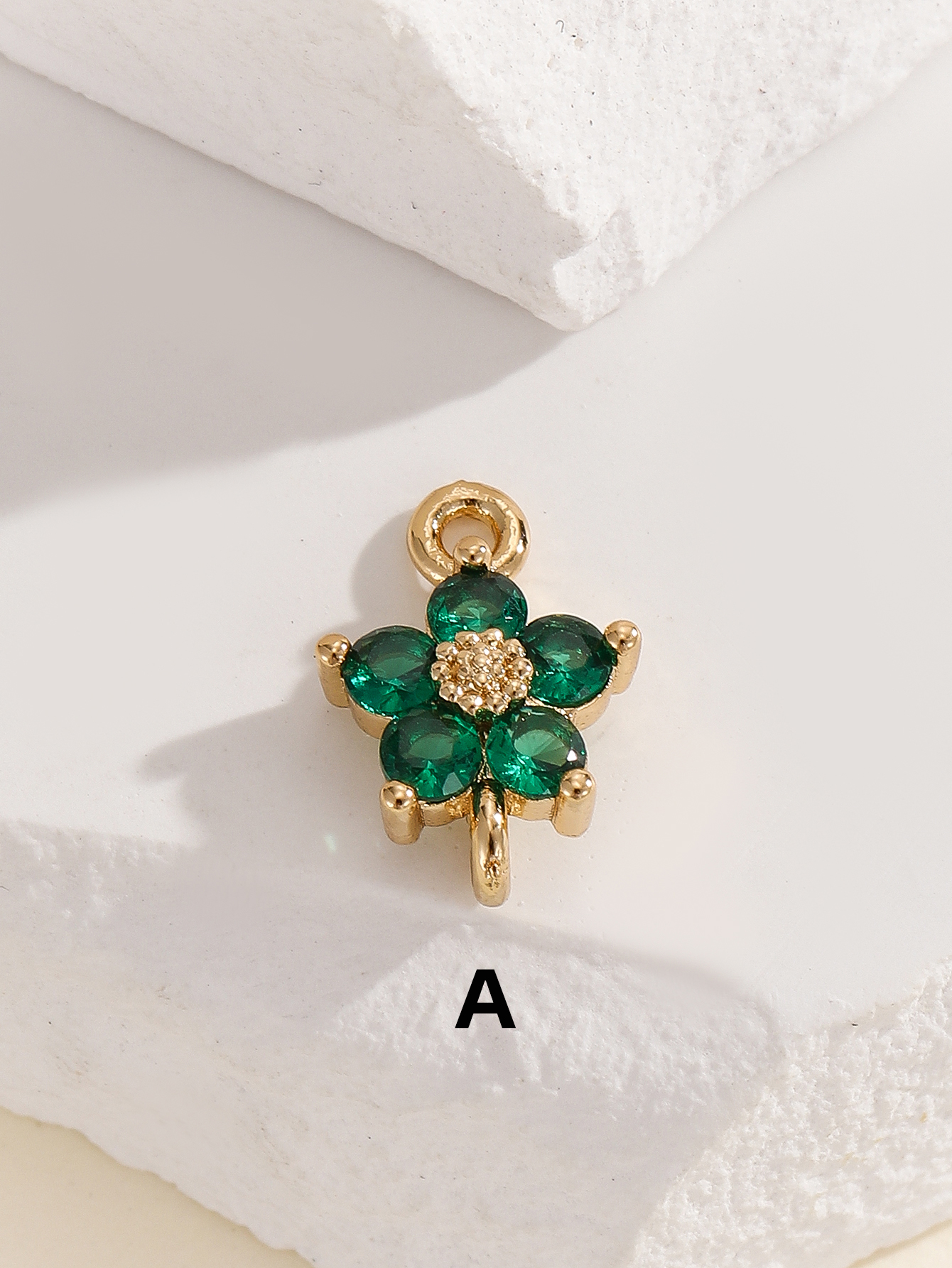 Double hanging five-petal flower copper color preservation zircon ancient-style hairpin, tassel earrings, necklace forehead ornament diy clothing accessories Specification image