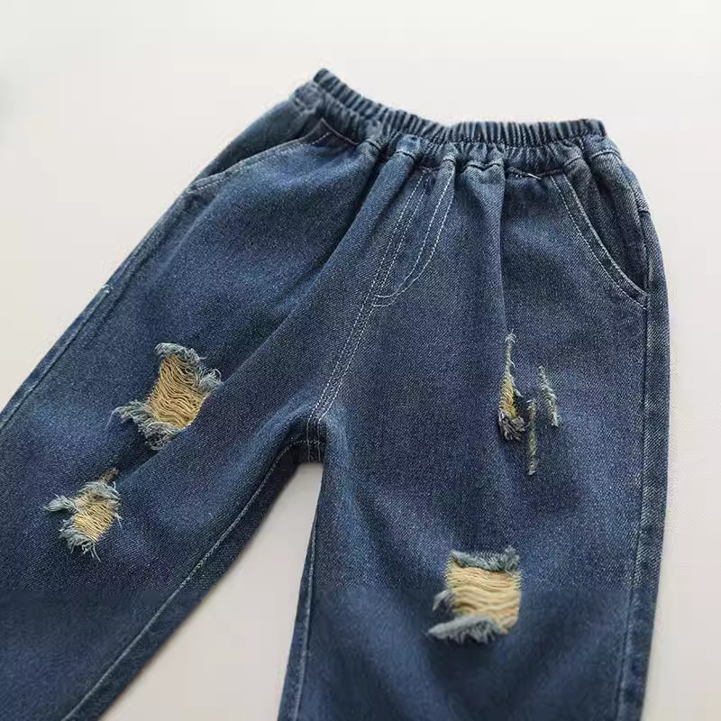 Boys' jeans autumn collection, children's long pants Spring and Autumn 2023 new style Baby stylish pants, children's casual pants trend Specification drawing