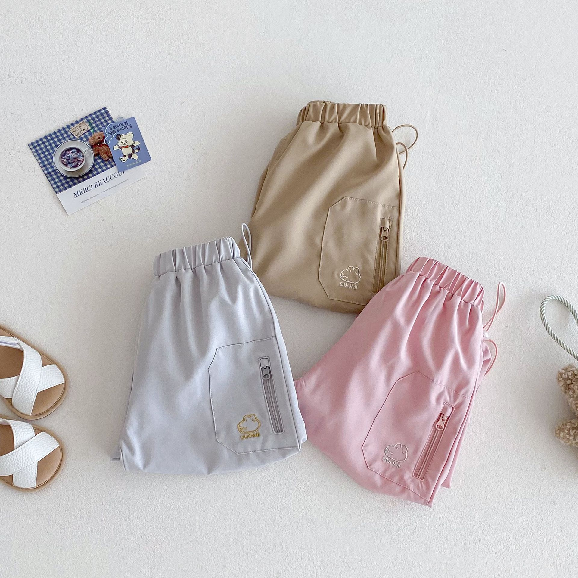 Children's cool workwear pants 2025 new summer solid color breathable casual pants for girls and Korean cartoon pants for boys Application Scenario