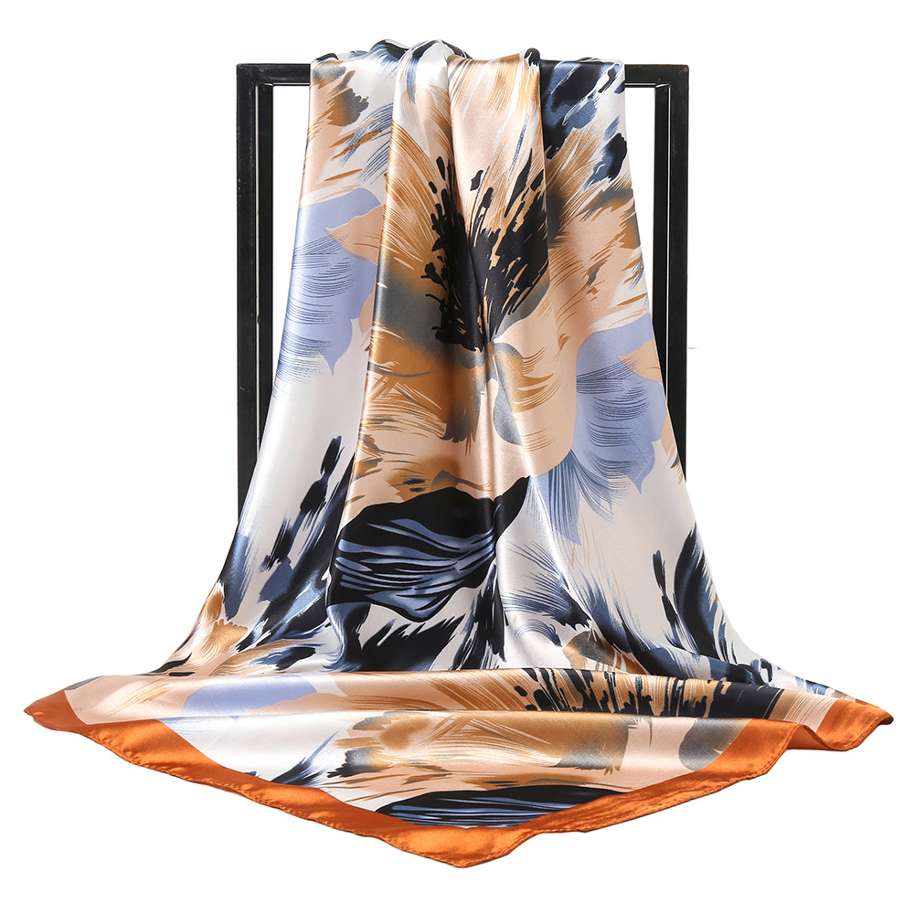 Shopee's best-selling color-printed silk scarf for summer, 90cm large square scarf, is a gift for the opening event, FJ021 Item Picture