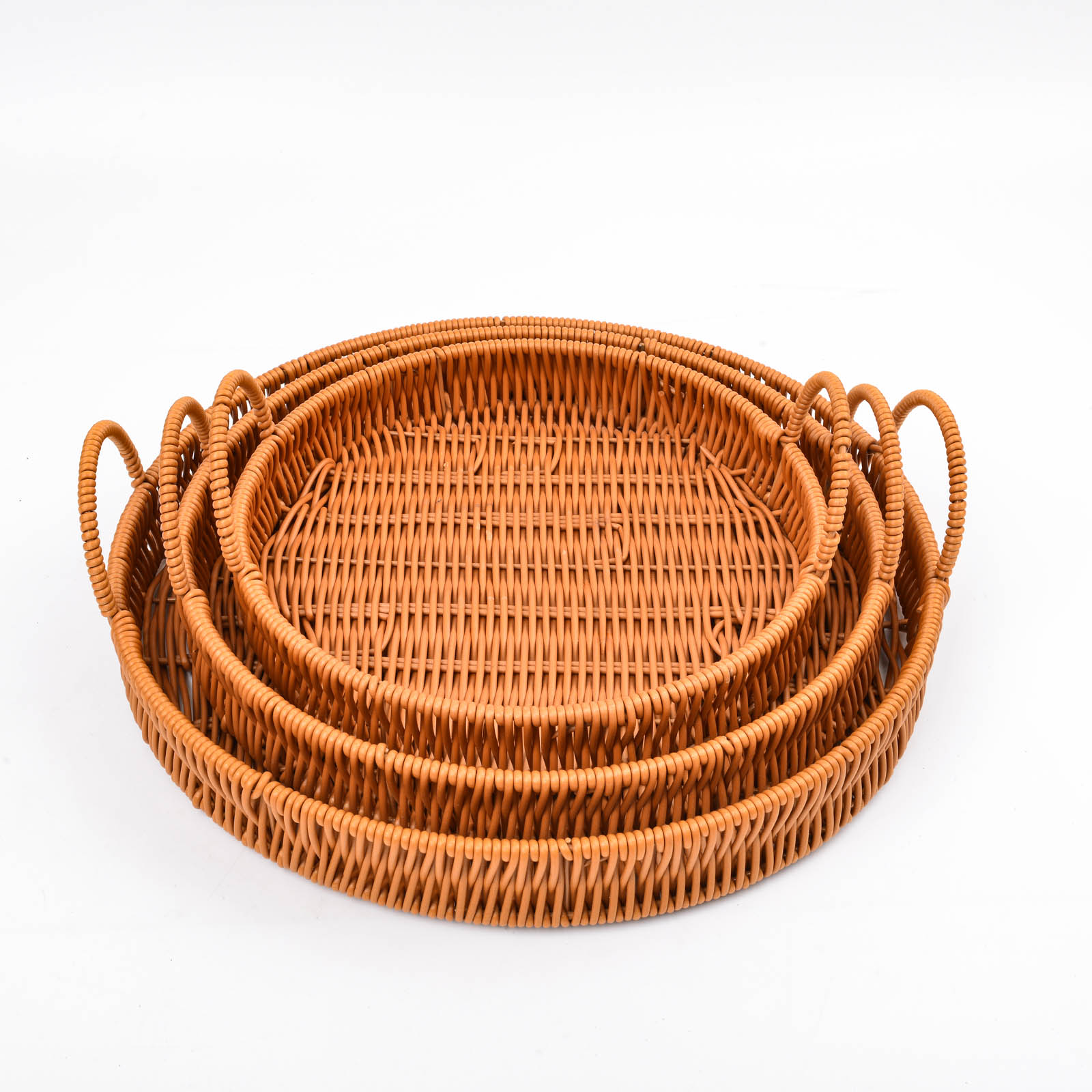 仿藤编零食盘点心茶点水果篮家用客厅蛋糕托盘面包篮子藤编干果盘