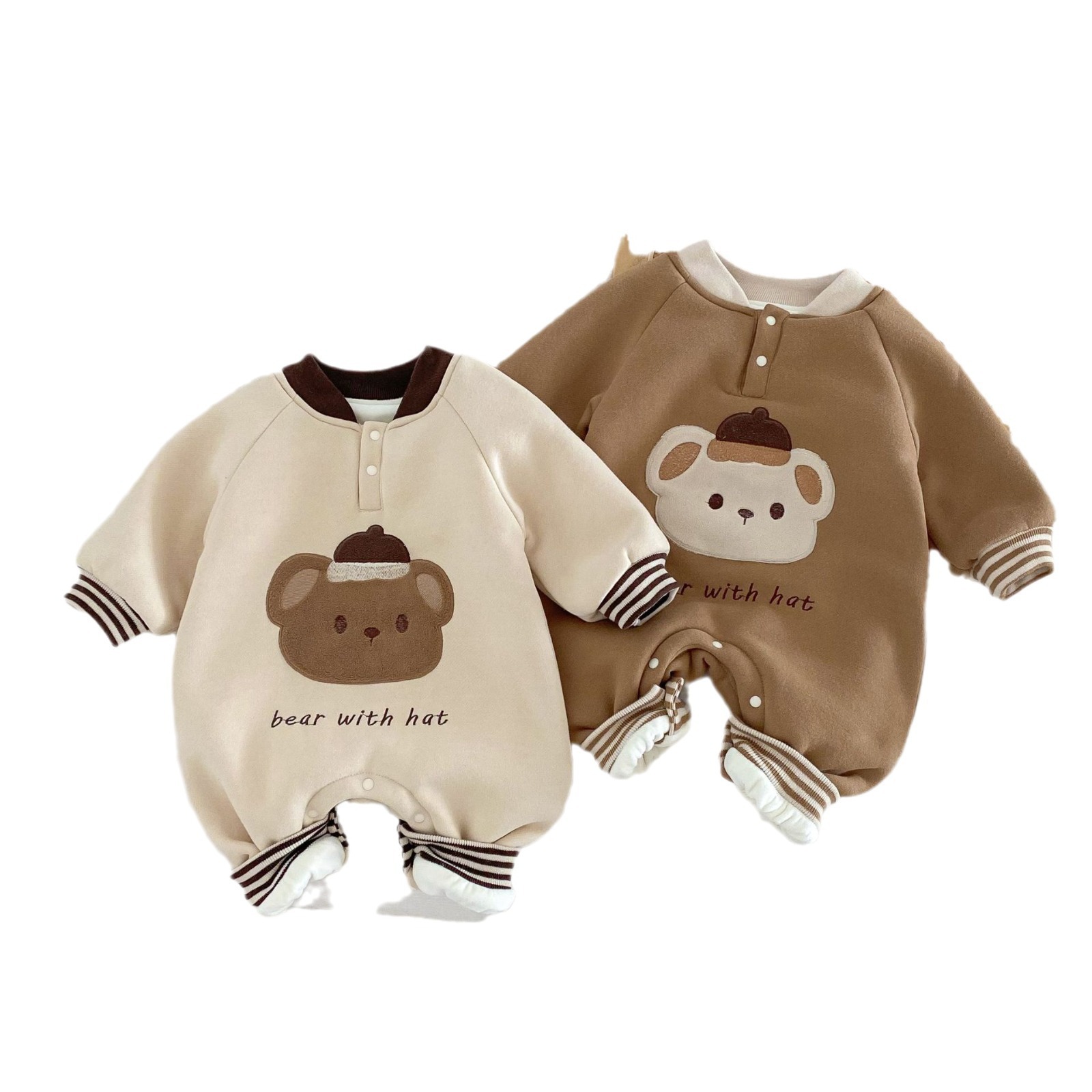 Baby bear crawling suit for winter babies aged 0-2, super cute one-piece suit for newborns, first birthday dress trend AL348 Item Picture