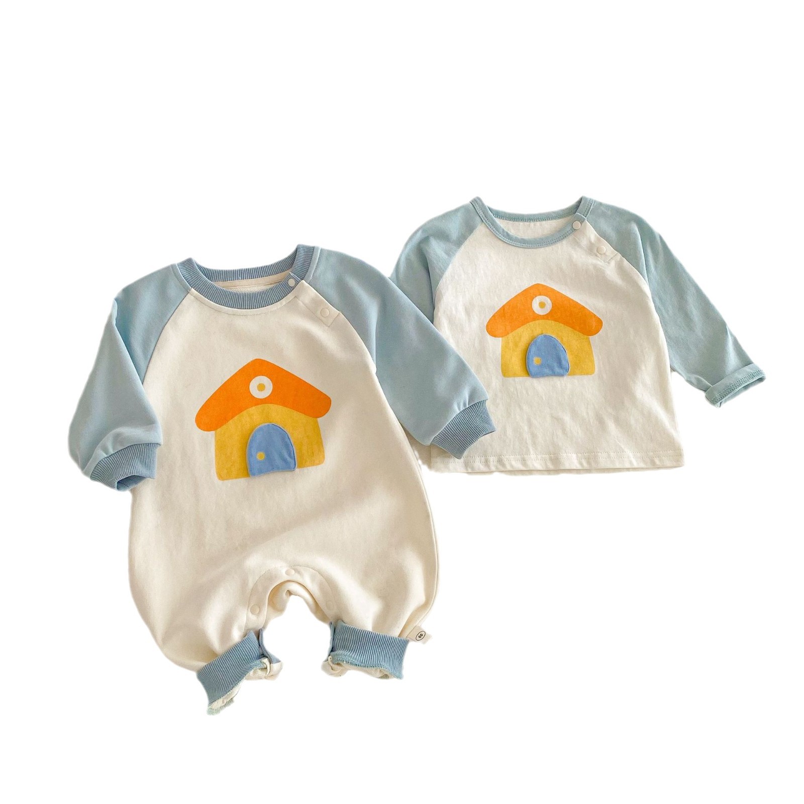 Baby fashion jumpsuit 2025 New spring baby color cartoon little house crawling suit trendy newborn clothes Item Picture