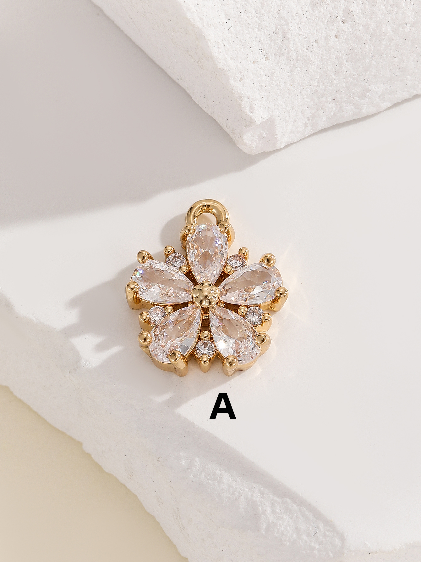 diy jewelry accessories, micro-inlaid six-petal flower multi-color new earrings, pendants, necklaces, bracelets, handcrafted semi-finished materials Specification image