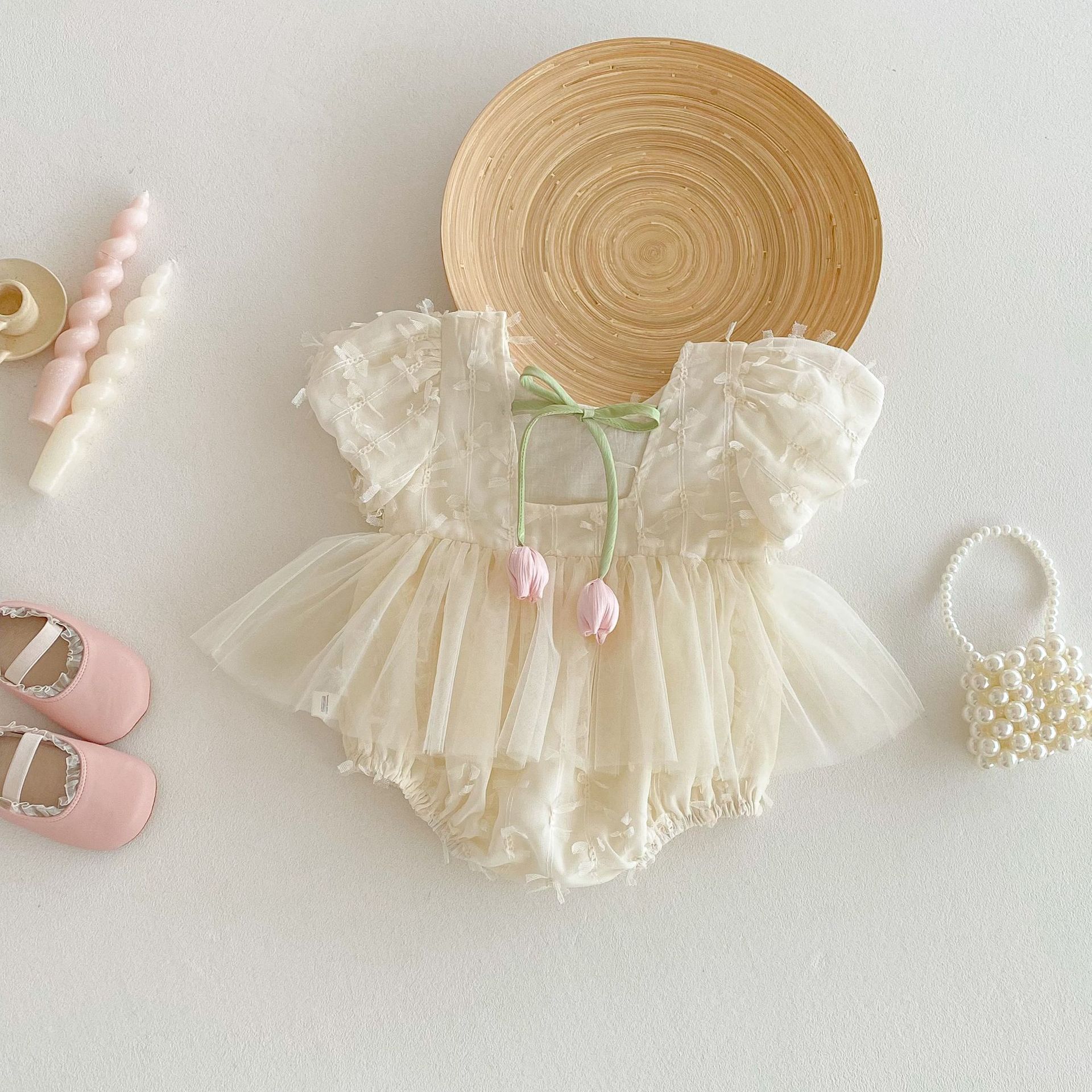 Baby tulip wraparound skirt 2025 New summer baby solid color mesh wraparound dress for one-year-old newborns full figure