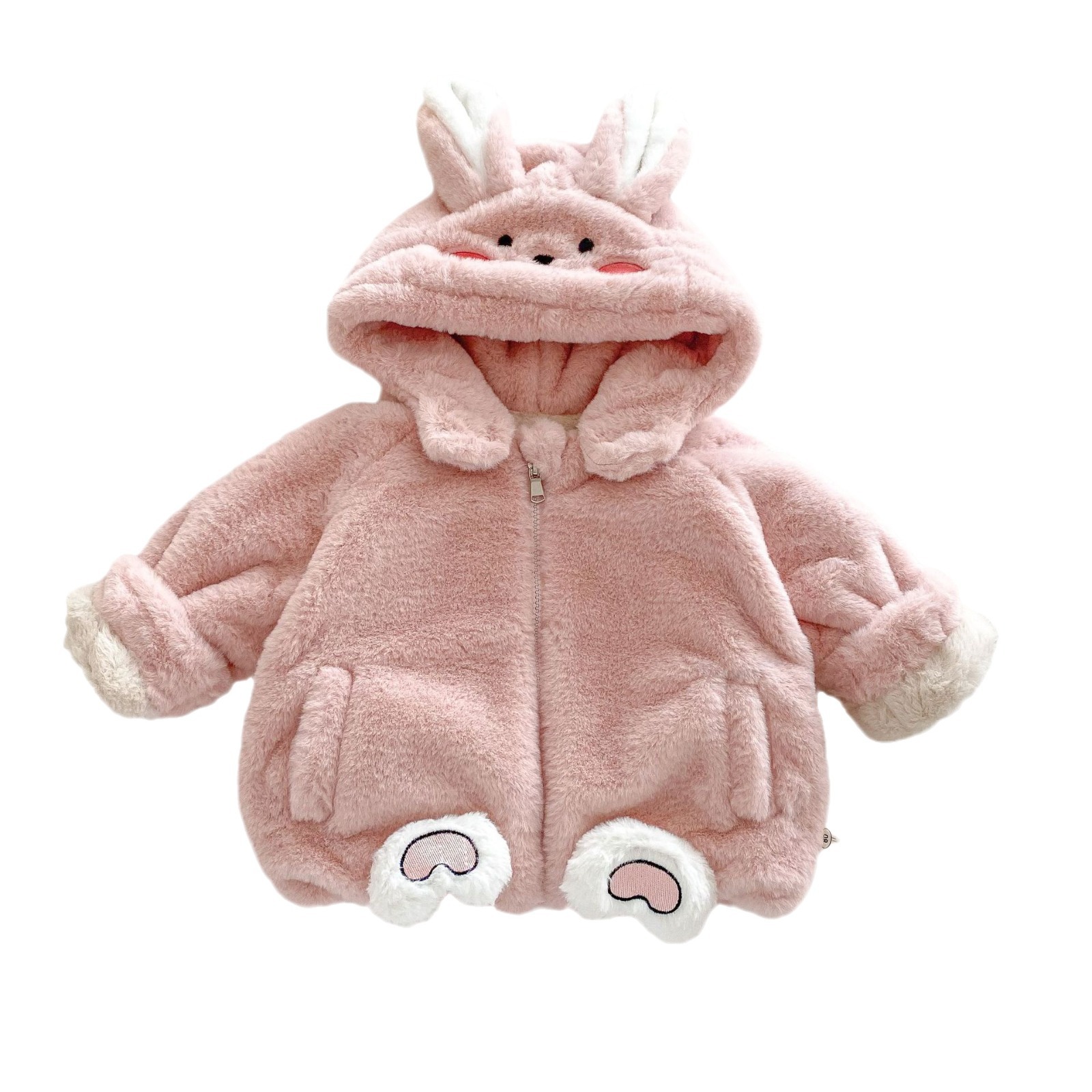 Korean-style children's fur coat, cute and stylish hooded top for winter girls aged 0-5, trendy children's winter clothing AY247 Item Picture