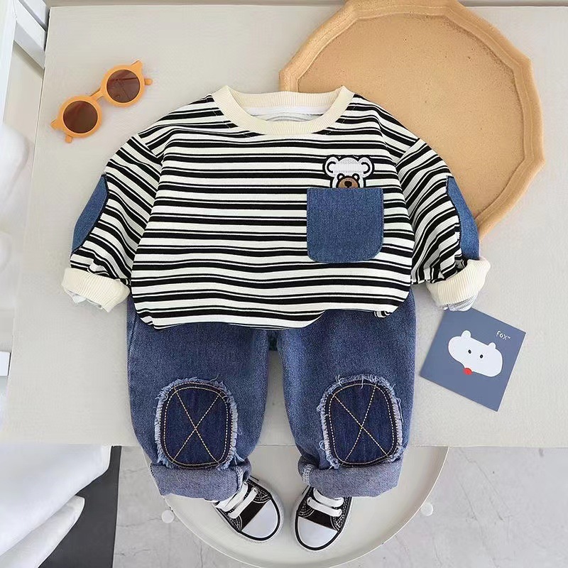 Children's sets, spring baby's stylish long-sleeved sportswear, two-piece sets of boys' and girls' sweatshirts, autumn baby clothes Specification drawing