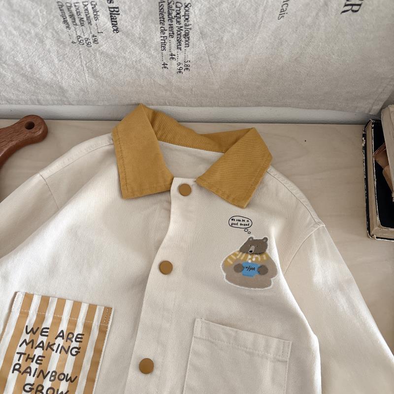 Boys' Spring and summer lapel color-blocking coat 2025 New style children's cartoon printed windbreaker Baby cute jacket top details Picture