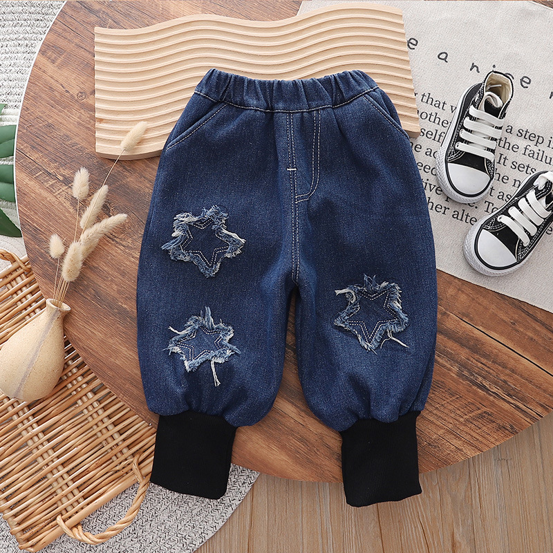 2023 New style of boys' pants: Spring and autumn fashionable Harun pants for small and medium-sized children, autumn casual loose jeans for babies Specification drawing