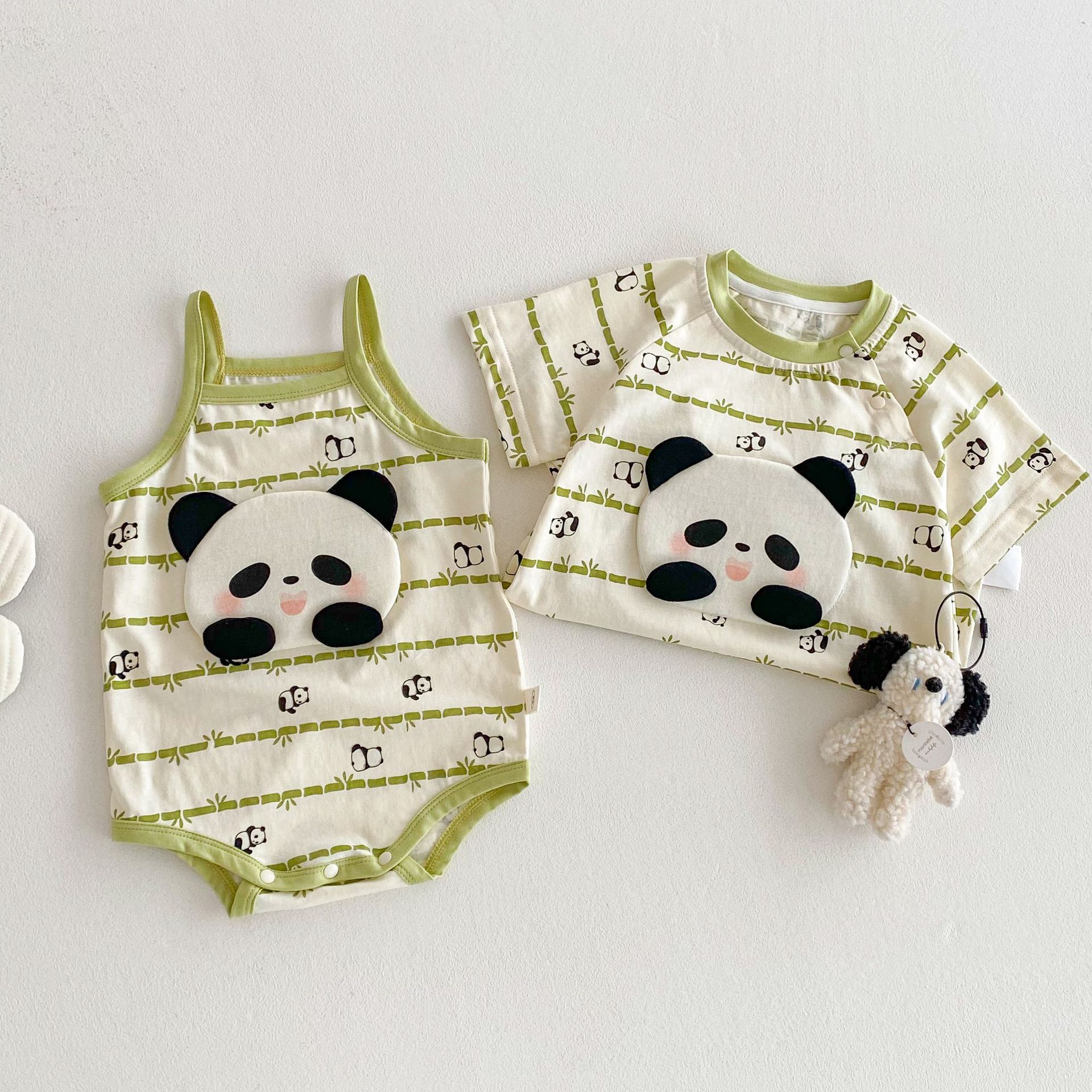 Baby halter cover shirt 2025 New summer full version bamboo one-year-old baby cartoon panda one-piece shirt Application Scenario