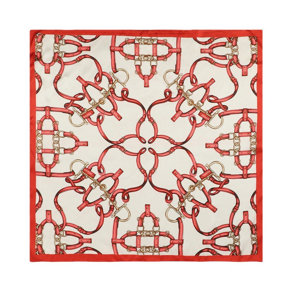 Spring and summer new chain imitation silk 90-square scarf for women, a popular street hip-hop ethnic headscarf in Europe and America, in stock Item Picture