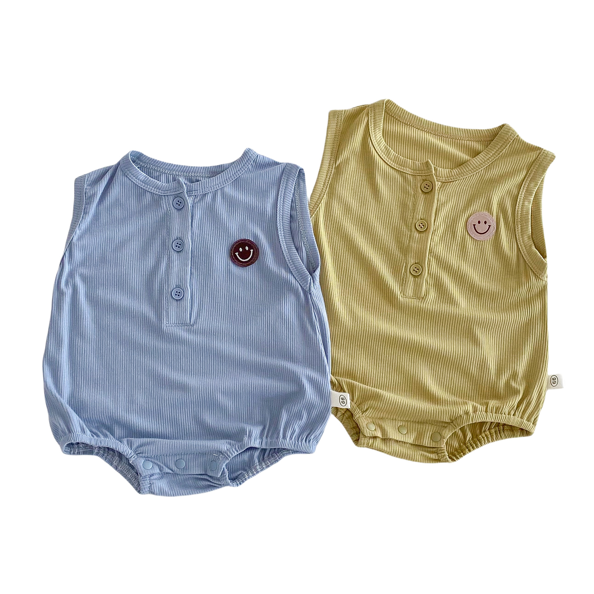 Baby Smiling and farting Dress 2025 New Summer baby solid color ribbed sleeveless hatching dress with newborn label Item Picture