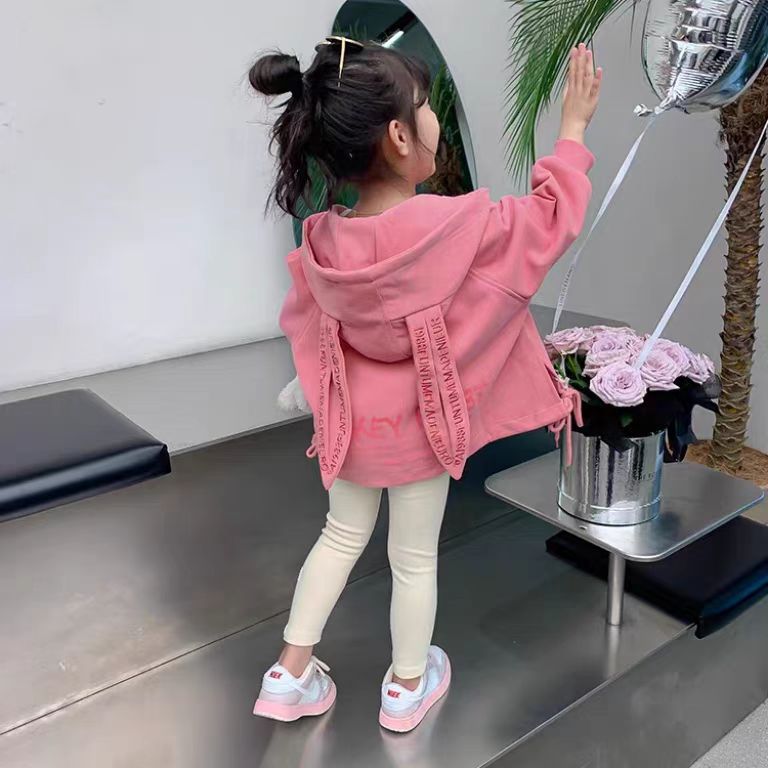 Rabbit ears Pink coat, hooded, baby girl, sweet, cute, stylish top for little kids, fashionable autumn outfit details Picture