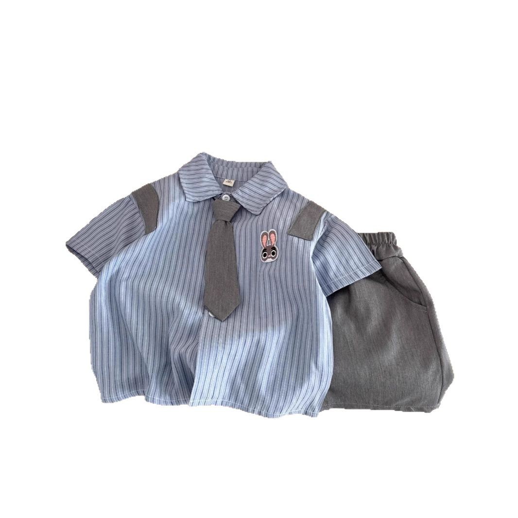 Autumn school style shirt set for boys and girls 2025 Spring and Autumn new children's and baby two-piece shirt and tie set, trendy Item Picture