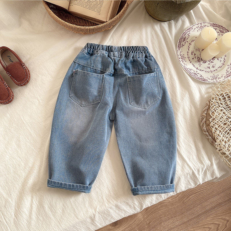 Boys' autumn jeans 2024 New style Children's spring and autumn style Cool and stylish boys' straight-leg long pants Loose pants autumn Application Scenario