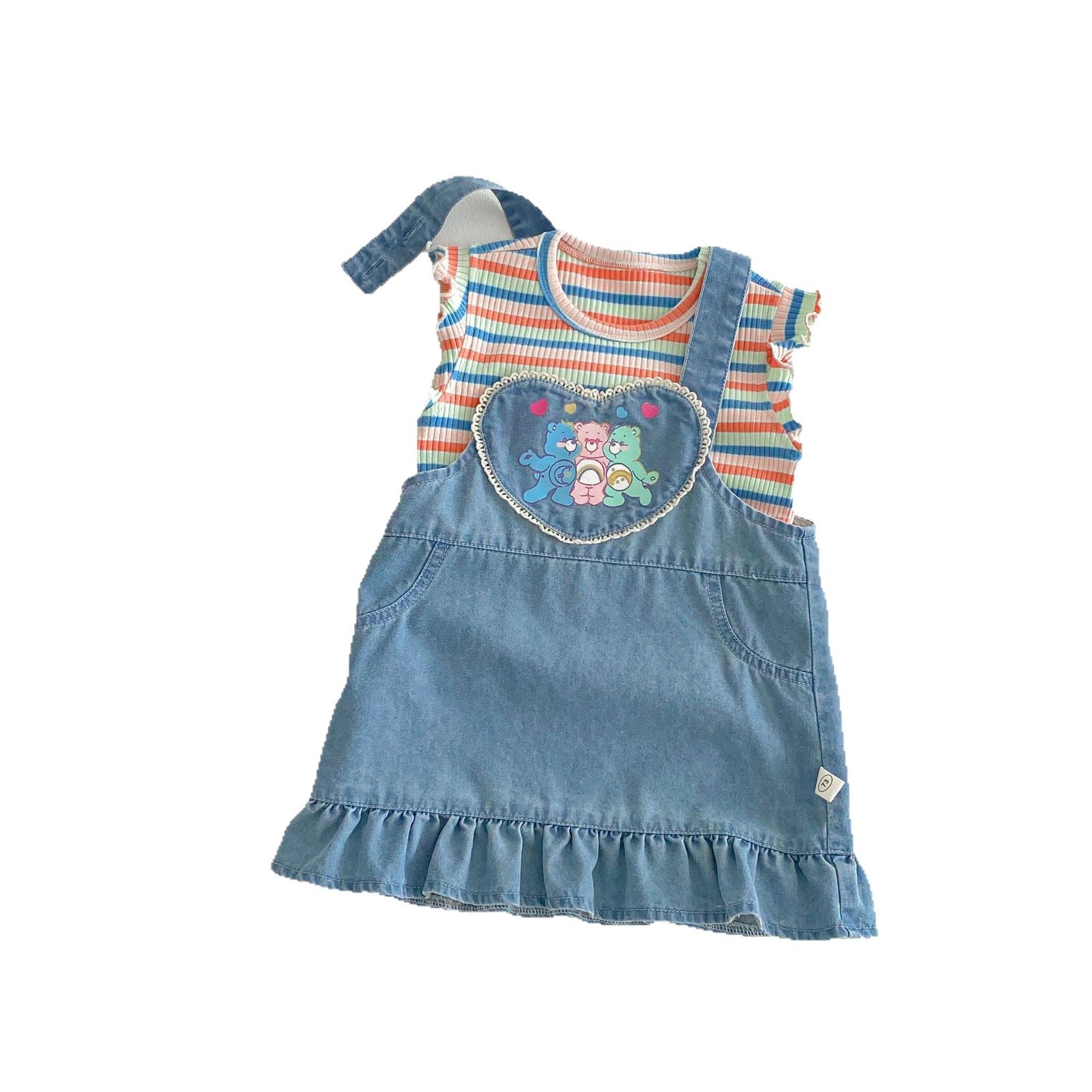 Girls' striped T-shirt 2025 new style children's summer clothing Huzhou Zhili Children's Clothing Summer baby rainbow striped vest thin Item Picture