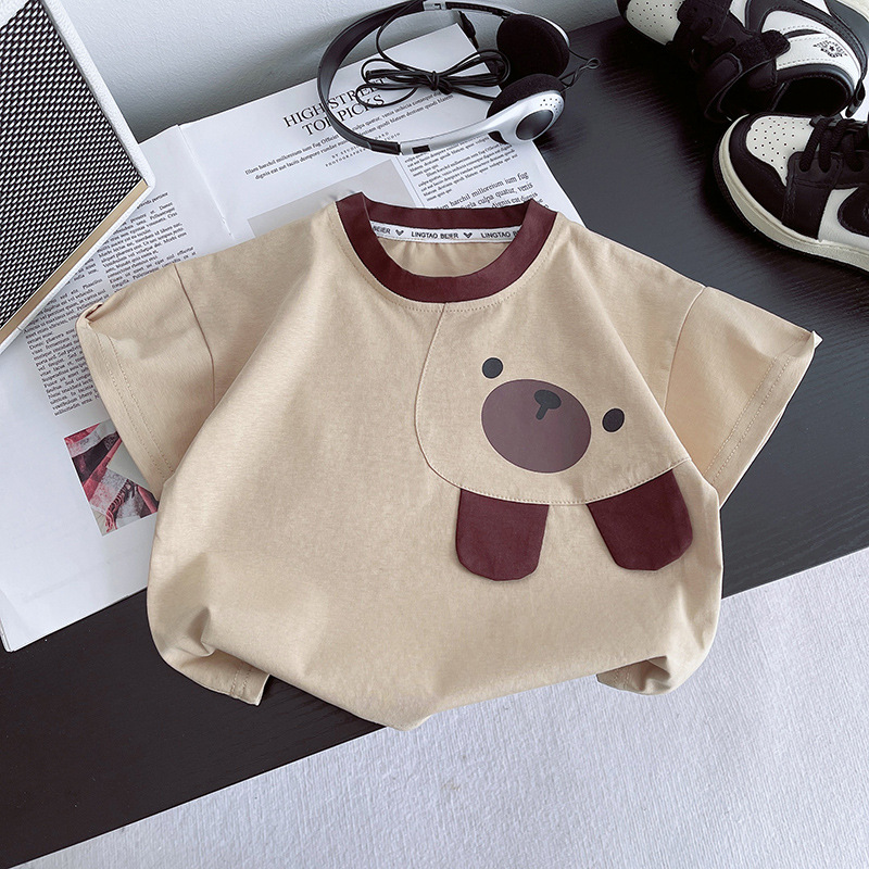 Boys' summer short-sleeved set 2025 New style Children's summer Cool two-piece set Baby cartoon casual clothes trend Specification drawing