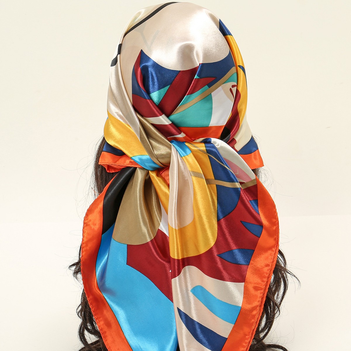 Retro cartoon flower imitation silk small scarf, women's spring and autumn decorative neckerchief, square scarf, thin scarf, printed gauze scarf Application Scenario