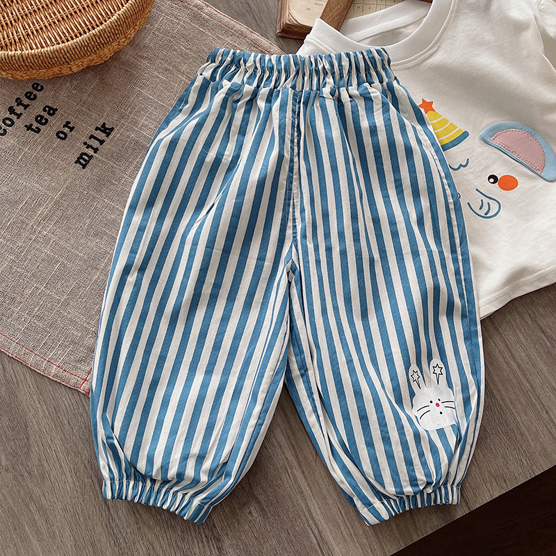 Summer new Boys' set: Thin little boy short-sleeved T-shirt, casual pants, children's top, mosquito-proof pants, two-piece set Specification drawing