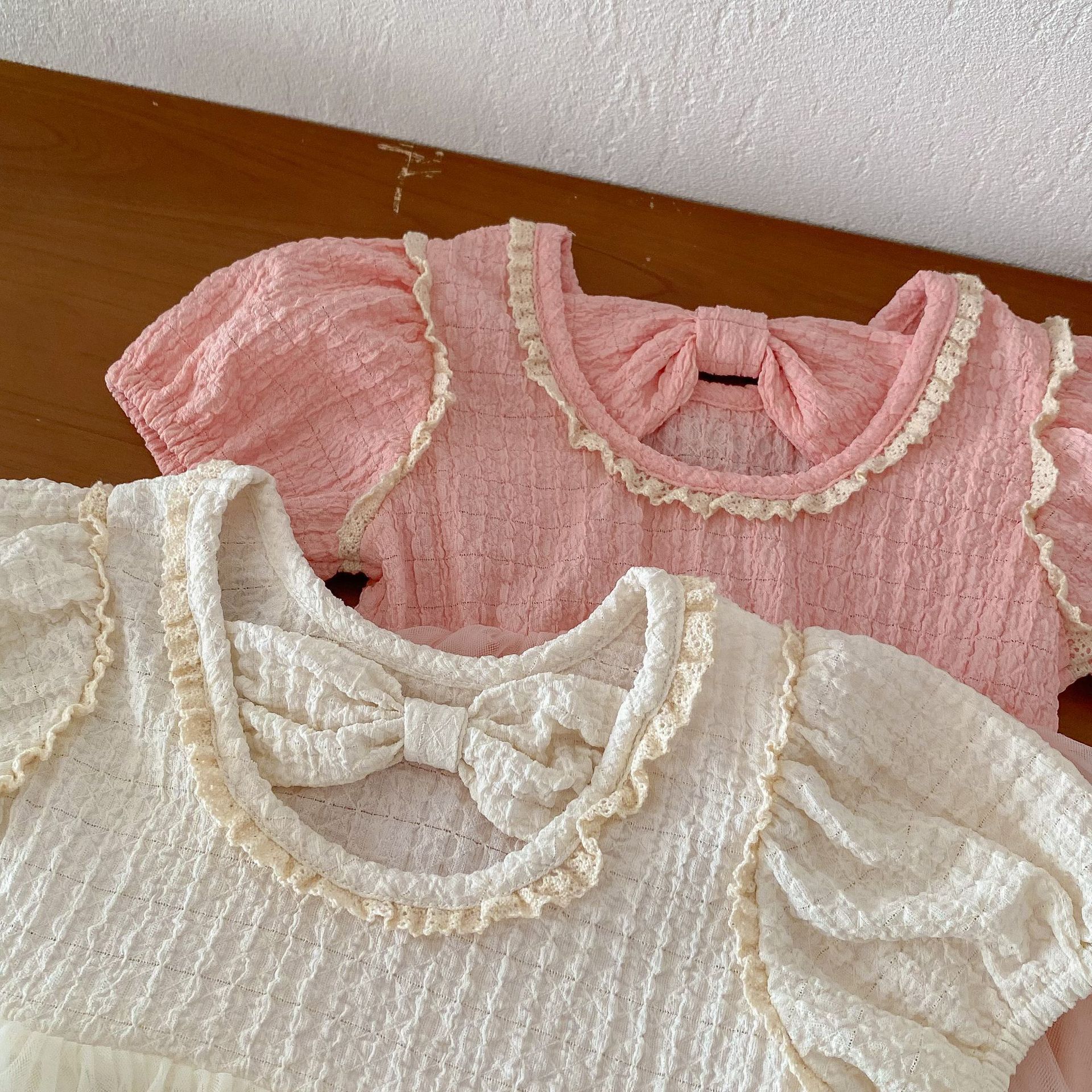 Baby solid-color wrap-around dress for 0-2 years old summer girls, super cute mesh wrap-around dress for baby one-piece dress trend AQ013 Specification drawing