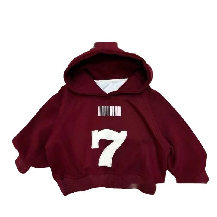 New children's autumn and winter set for girls, boys and babies, new Korean-style fleece thickened printed hooded sweatshirt top Item Picture
