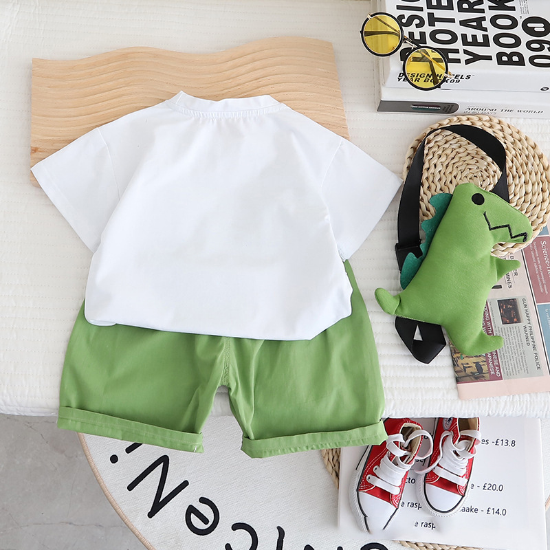 2023 Children's Short-sleeved Dinosaur Set Summer New Style for Boys, Toddlers, Baby T-shirt and Shorts Two-piece Korean version details Picture