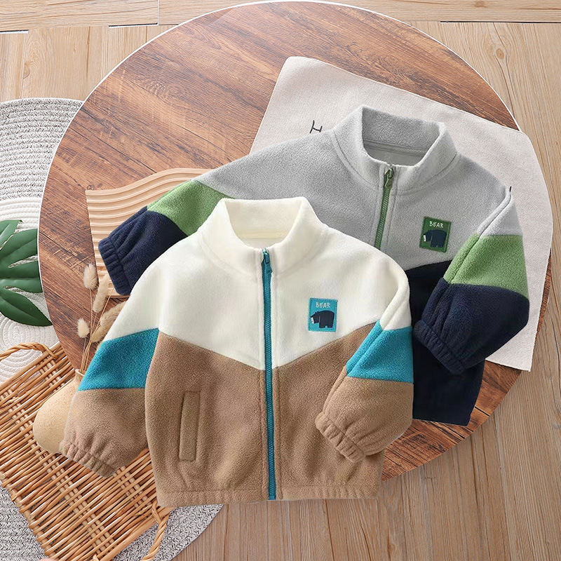 Boys' fleece jacket for autumn and winter 2023 new style, stylish thickened loose top for girls, Korean style autumn and winter trend full figure