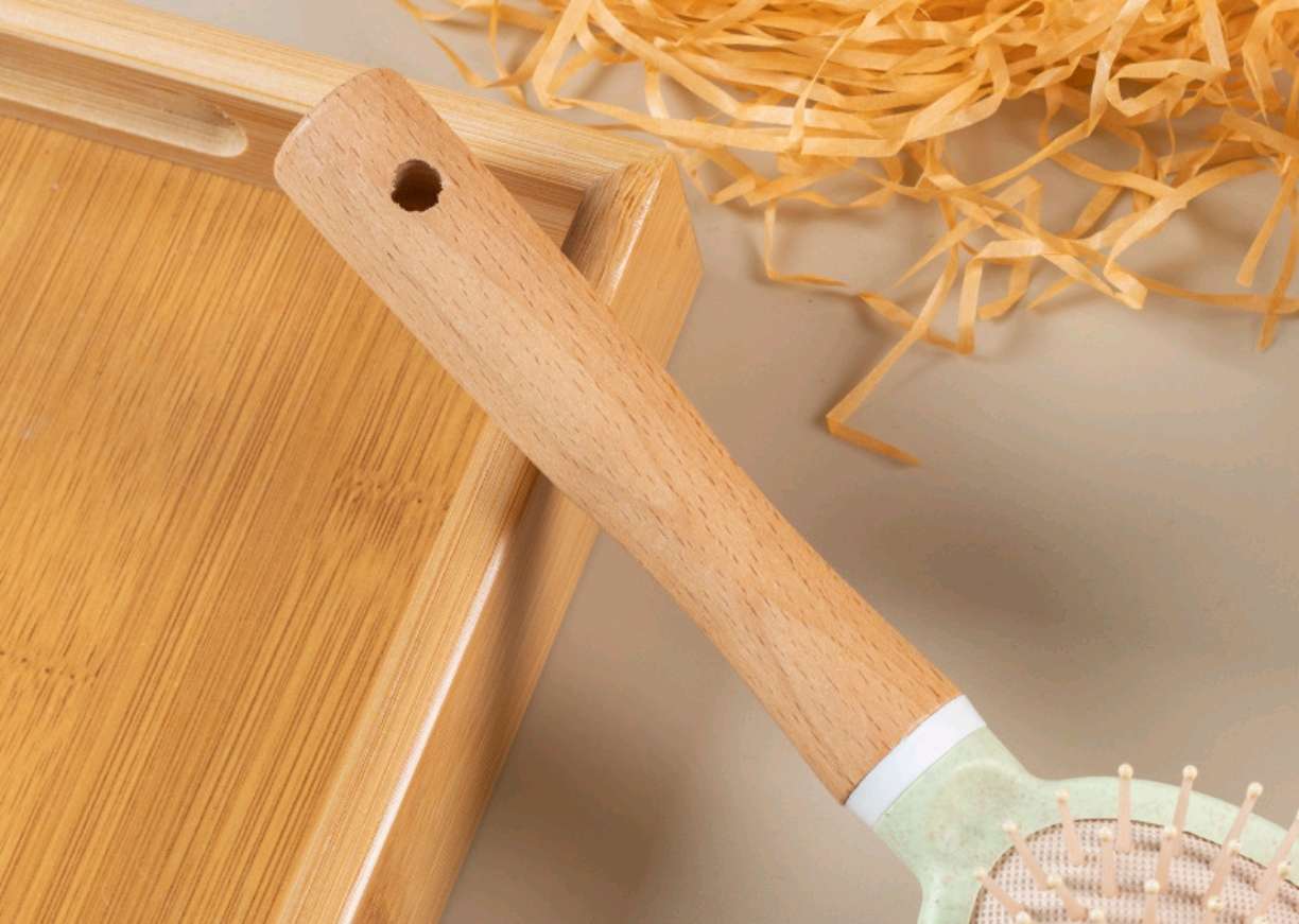 时尚榉木气垫按摩梳女士美发梳子麦秸秆气囊梳便携家用造型梳吊卡卷发梳详情图8