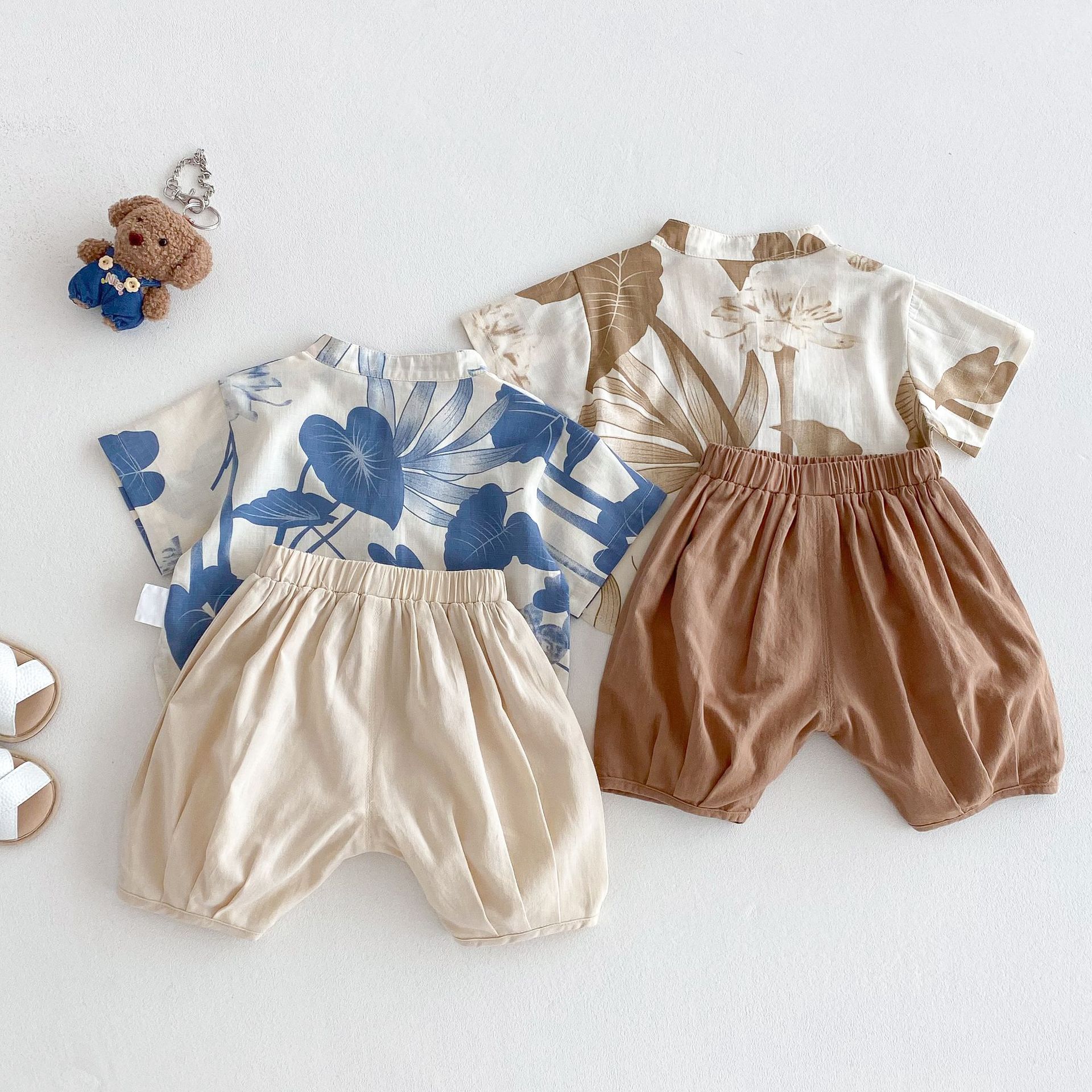 Boys' fashion summer wear 2025 New style Summer children's stylish Korean-style ink-wash painting shirt Baby solid color casual pants Application Scenario